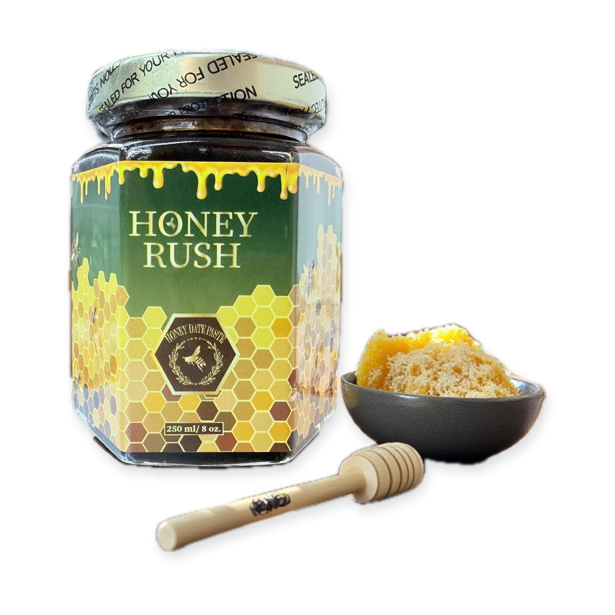 HONEY RUSH Artisan Honey - Energy  Support (8 OUNCES) honey jar