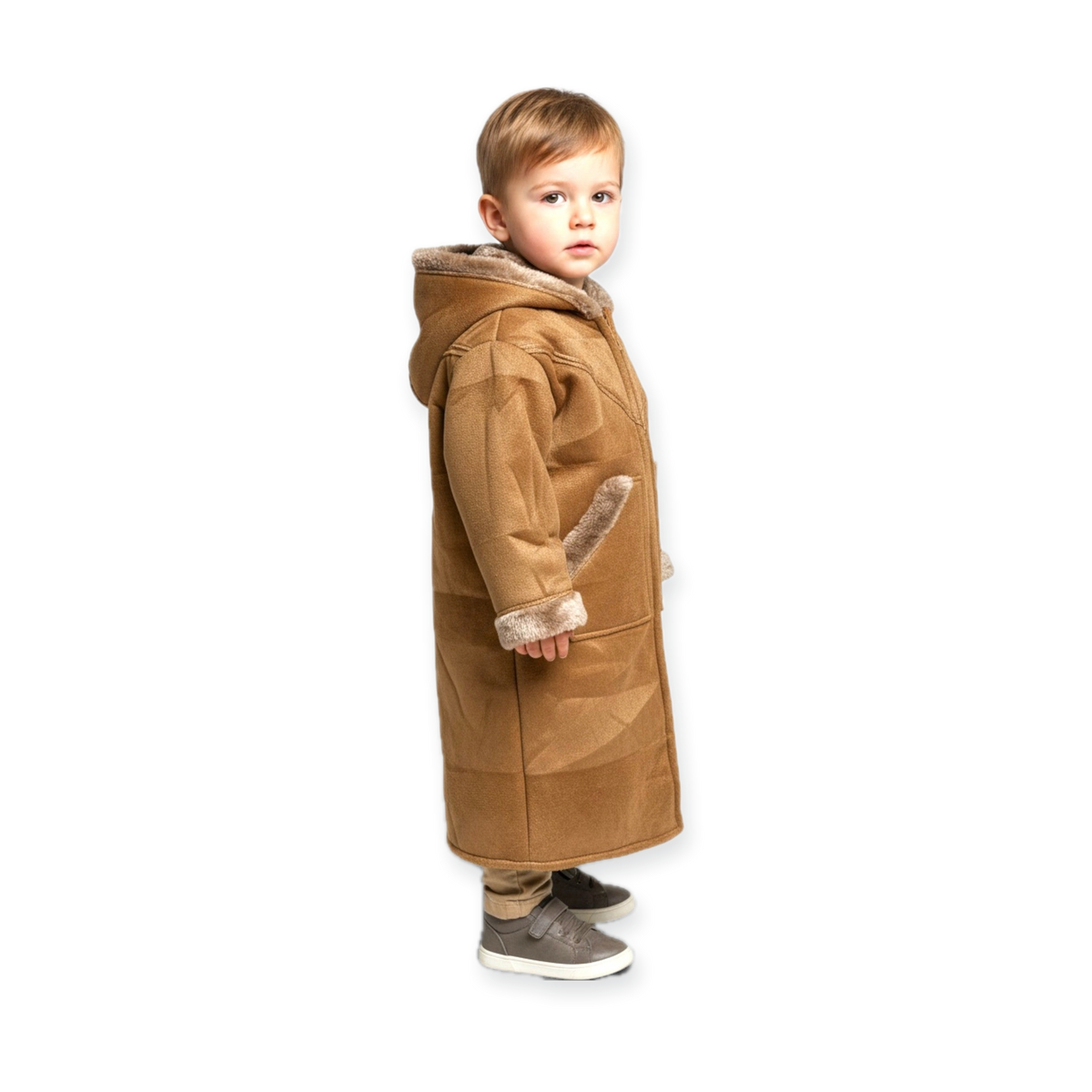 Cozy Kids Hooded Fur Coat – 2-3y Old, Soft Warm Material, Durable & Easy to Wear