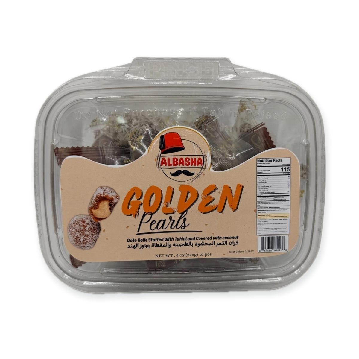 Golden Pearls Date Balls - Healthy Dessert Treats Stuffed With Tahini & Rolled In Coconut