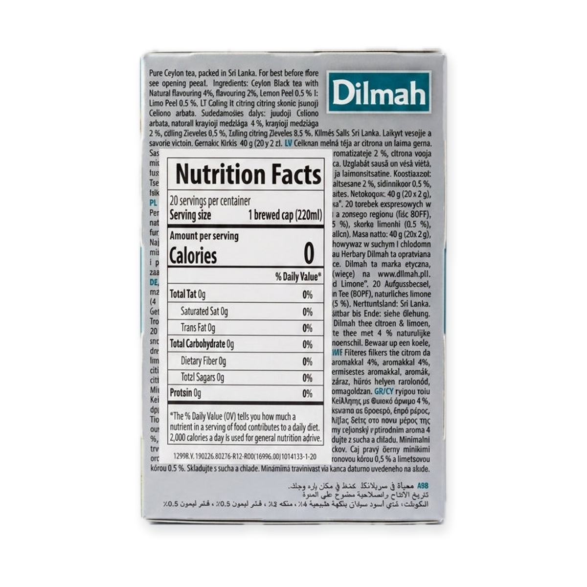 Dilmah Lemon & Lime Tea 40g (20 Bags) - Ceylon Black Tea