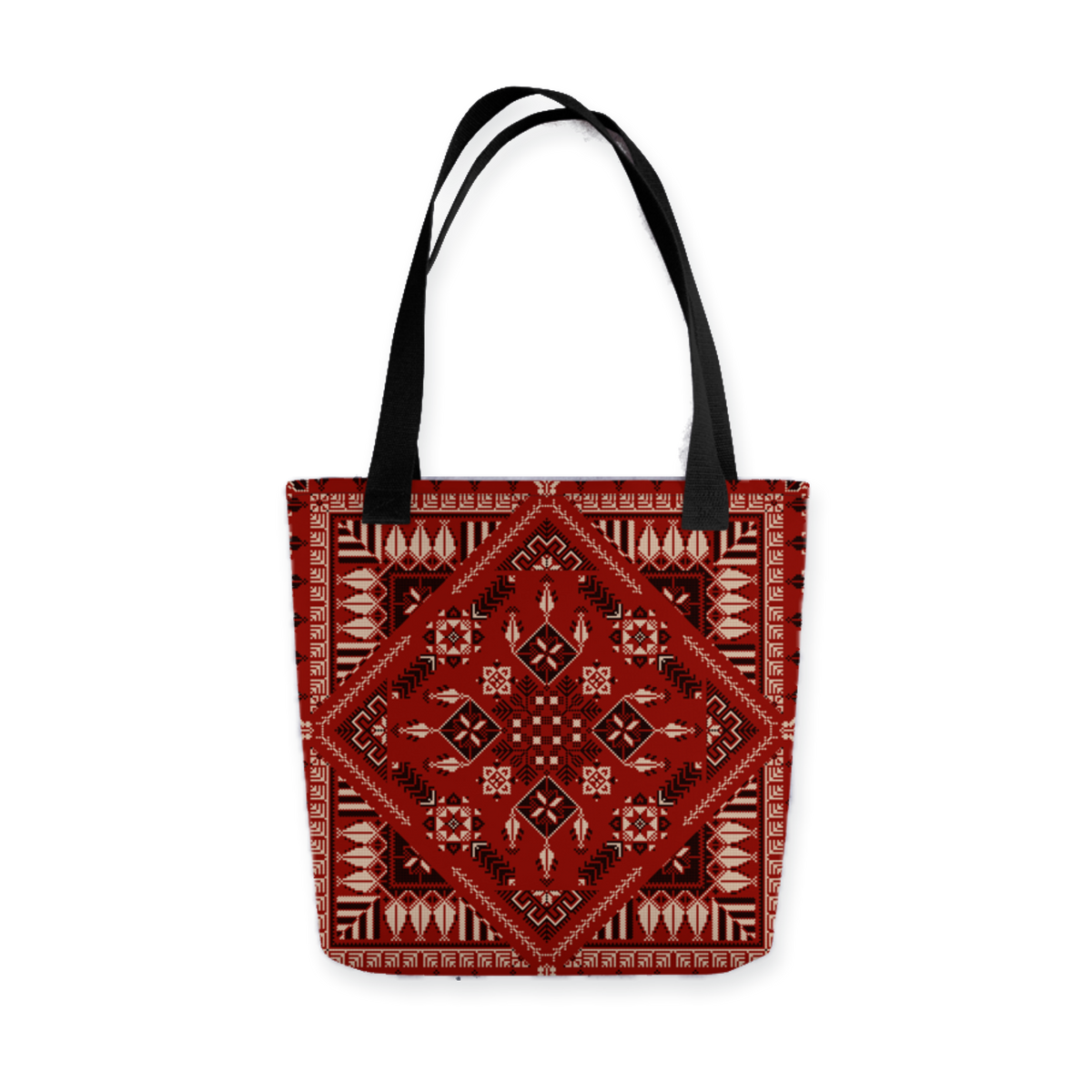 Spacious Tote Bag – Vibrant Red Art Pattern