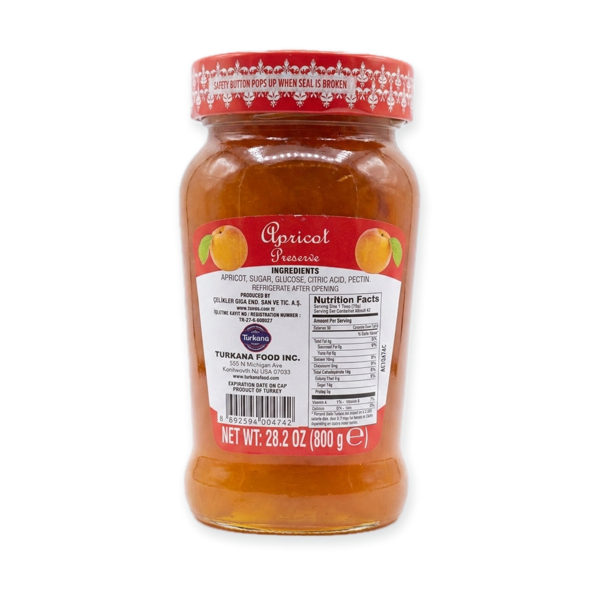 Tunas Apricot Preserve 28.2 oz - Premium Turkish Fruit Spread