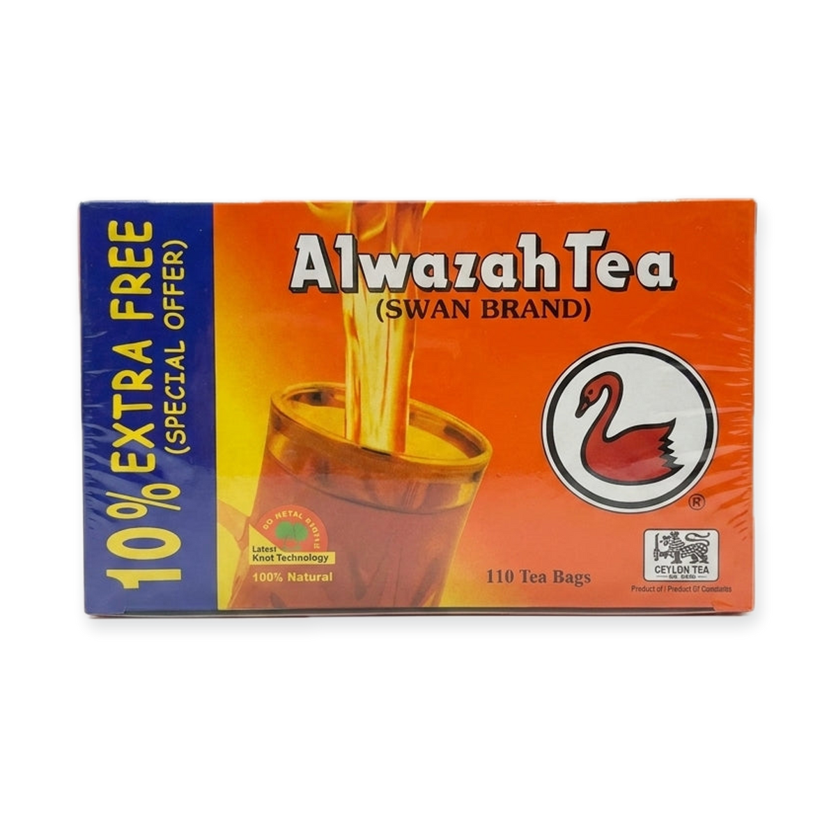Alwazah Tea Swan Brand 110 Tea Bags - 100% Natural Ceylon Tea