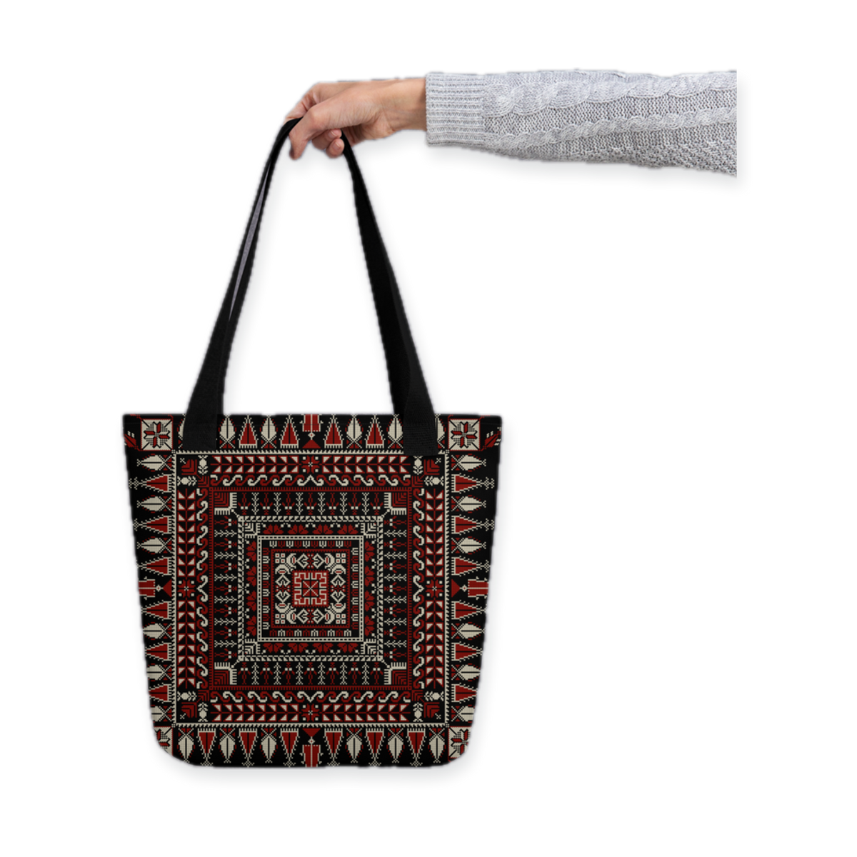 Spacious Tote Bag – Black Art Pattern