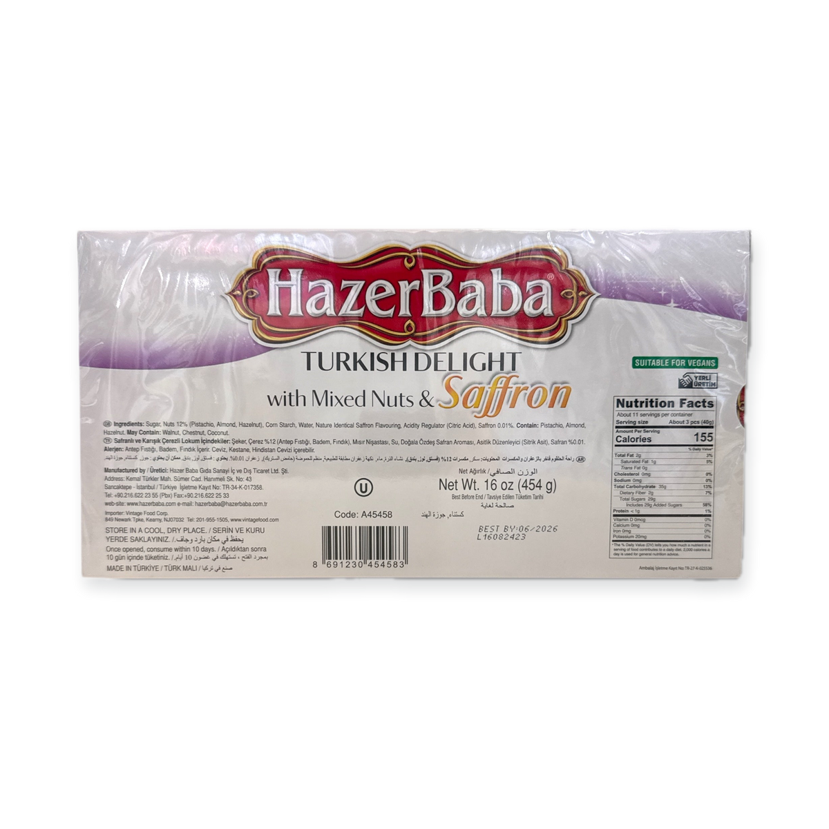 HazerBaba Turkish Delight with Mixed Nut and Saffron