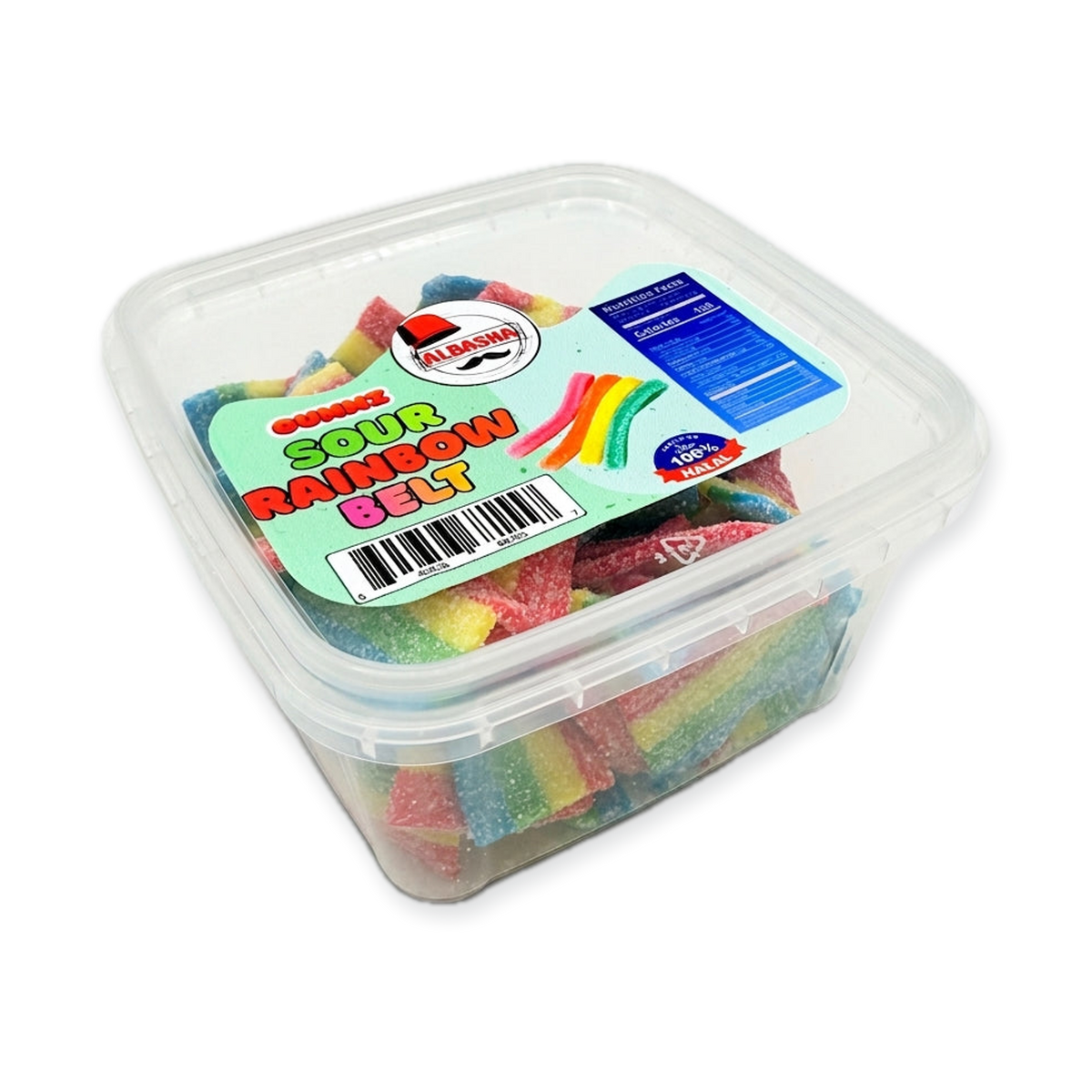 AlBasha Sour Rainbow Belt Gummies - 100% Halal Certified Candy