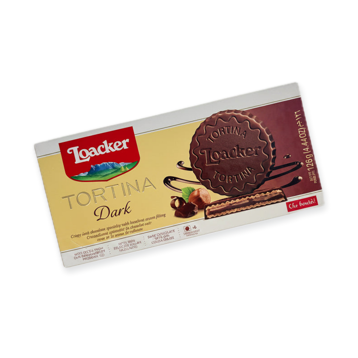 Loacker Tortina Dark Chocolate 126g - Italian Hazelnut Wafer Cookies