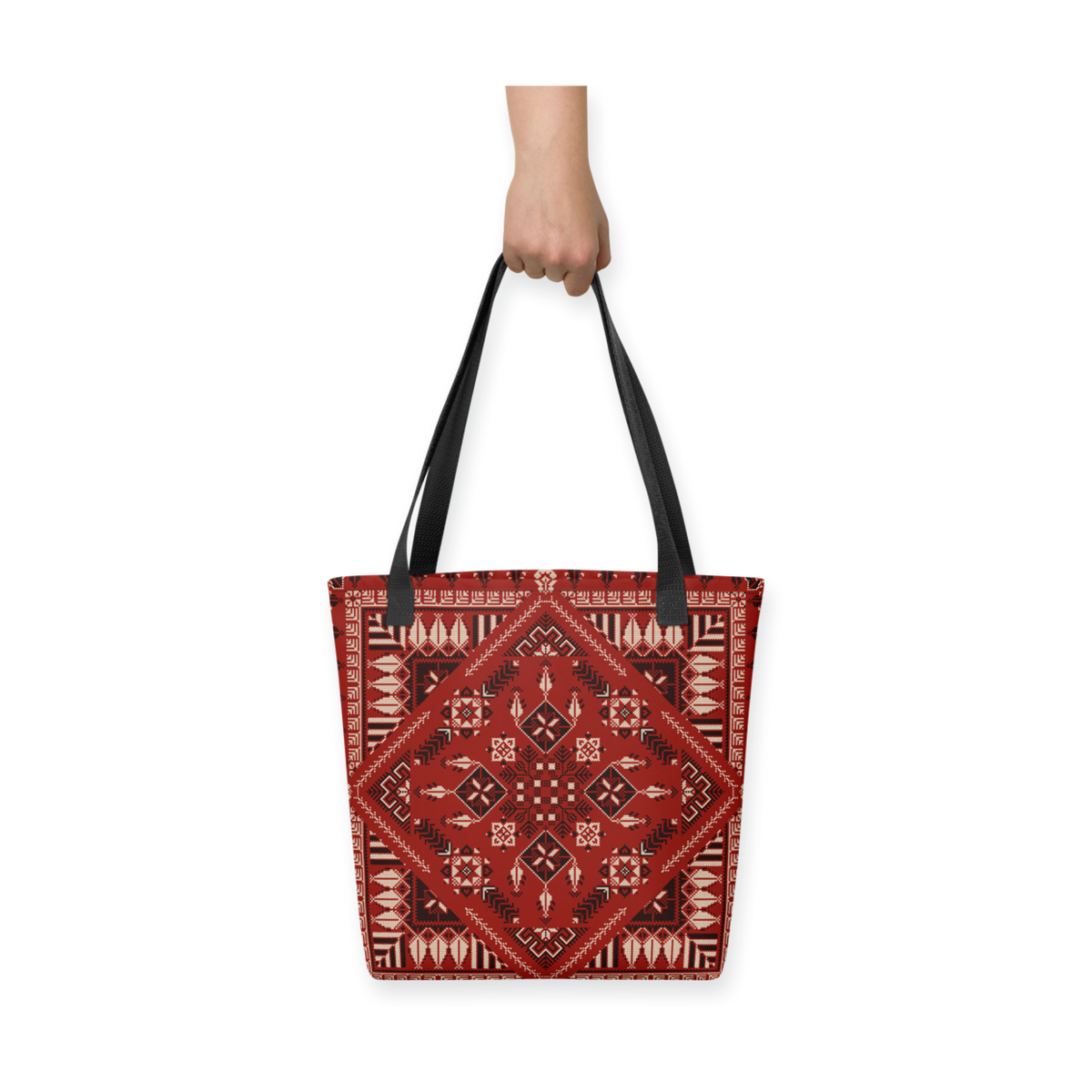 Spacious Tote Bag – Vibrant Red Art Pattern