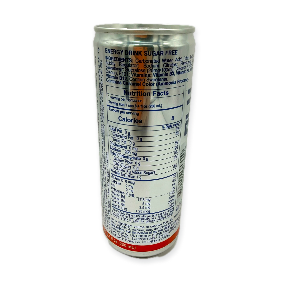BLU Sugar Free Energy Drink 250ml Can