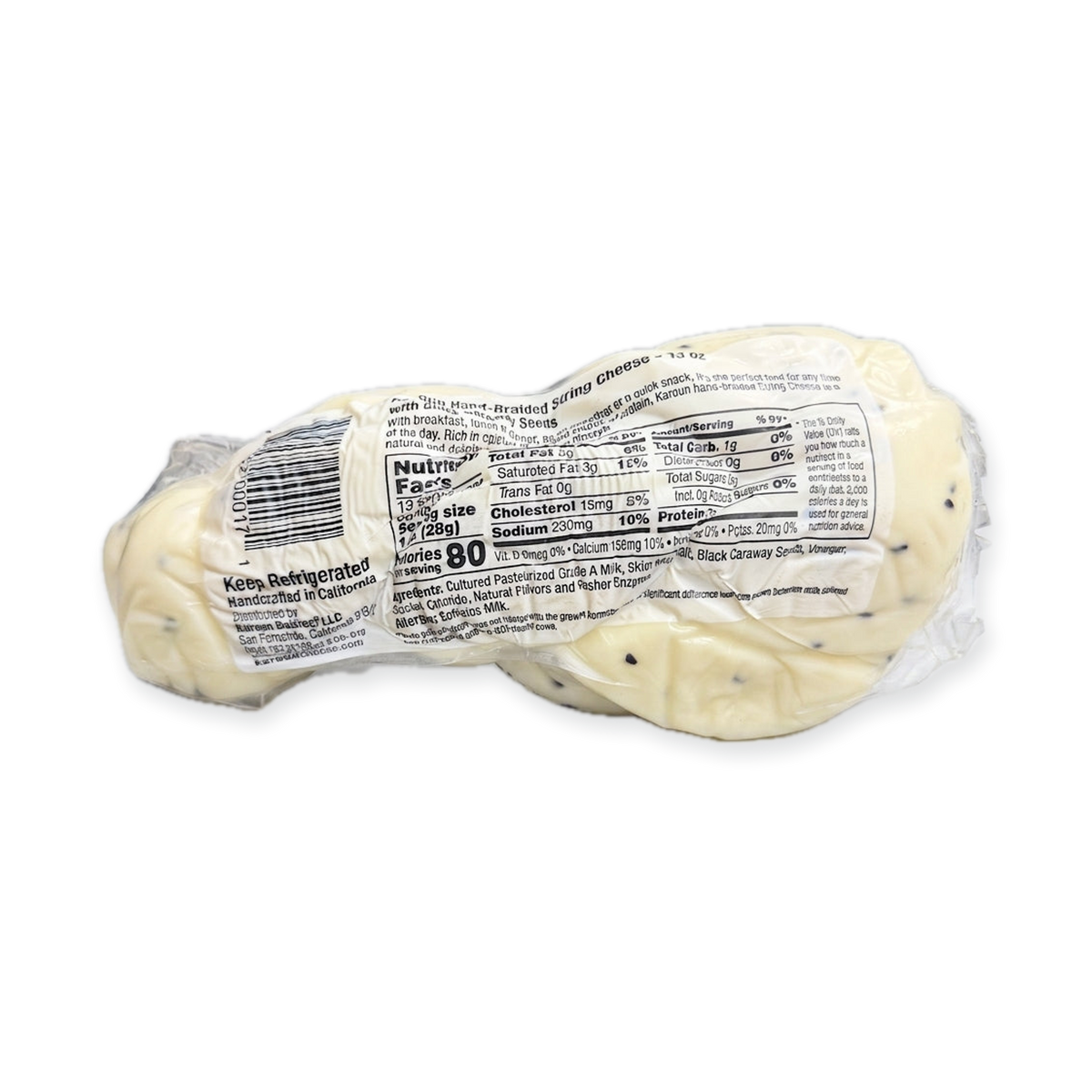 Hand Braided String Cheese with Caraway Seeds 13 oz - Halal Part Skim