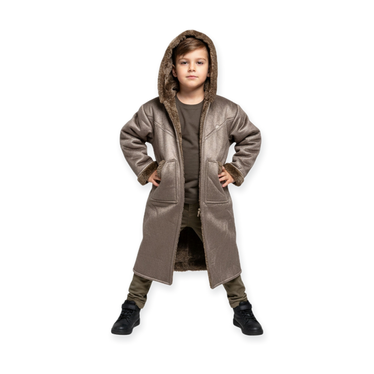 Kids Winter Fur Coat – Hooded & Stylish for 3-4 Year Olds, Warm Faux Fur Outerwear
