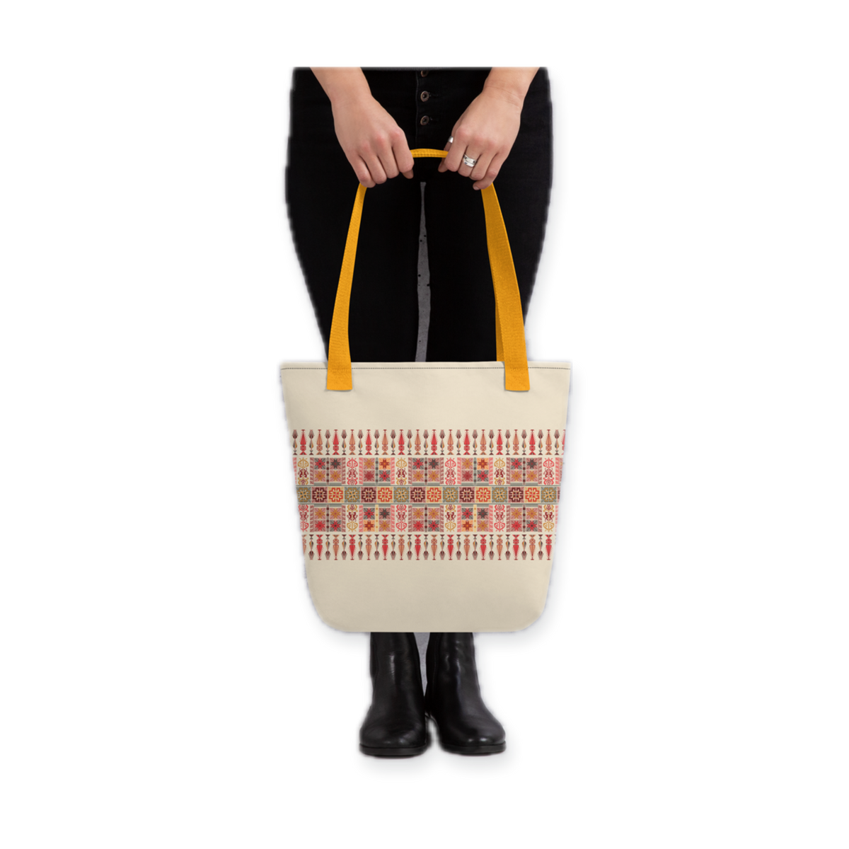 Spacious Tote Bag – Colorful Art Pattern, 15" x 15"