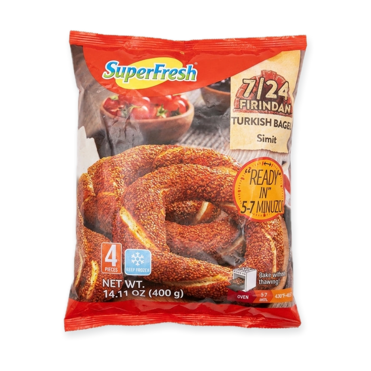 SuperFresh 7/24 Firindan Turkish Bagel Simit 14.11 oz - Sesame Coated