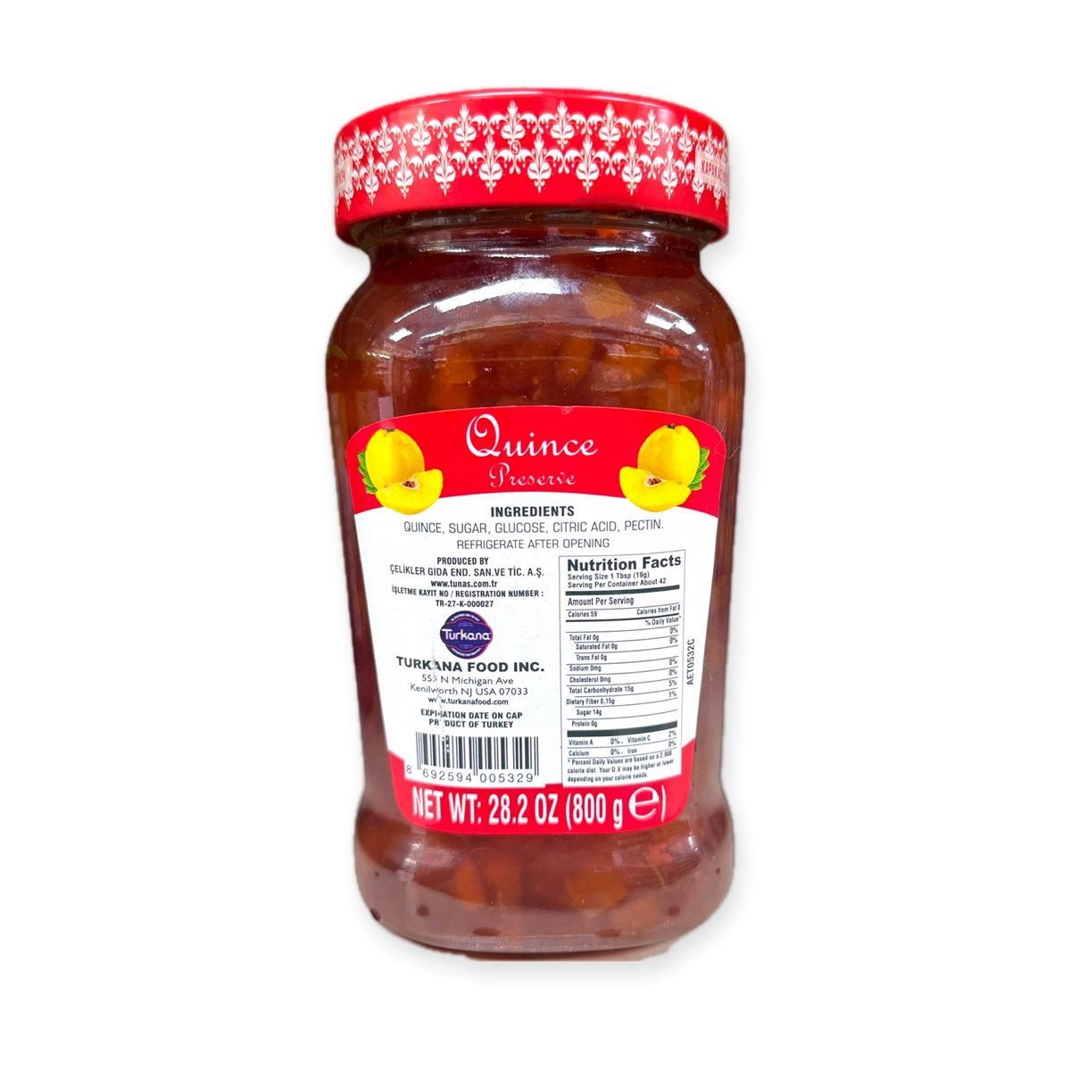 Tunas Quince Preserve 800g - Turkish Fruit Spread Sweet Jam