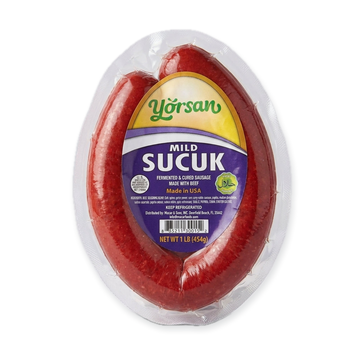 Yorsan Mild Sucuk 1 lb - Premium Turkish Beef Sausage
