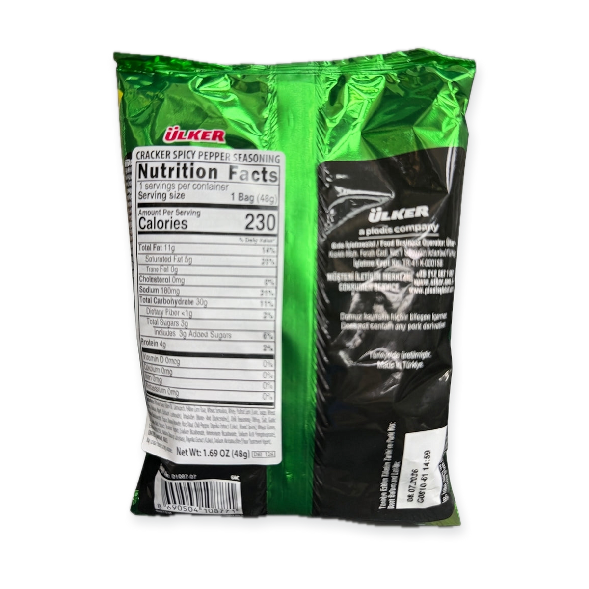 Ülker Krispi Baharatli Kraker 48g - Spicy Pepper Seasoned Crackers