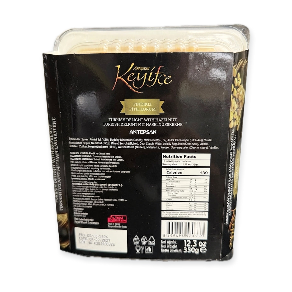 Antepsan Keyifce Turkish Delight with Hazelnut 12.3 oz - Fındıklı Fitil Lokum