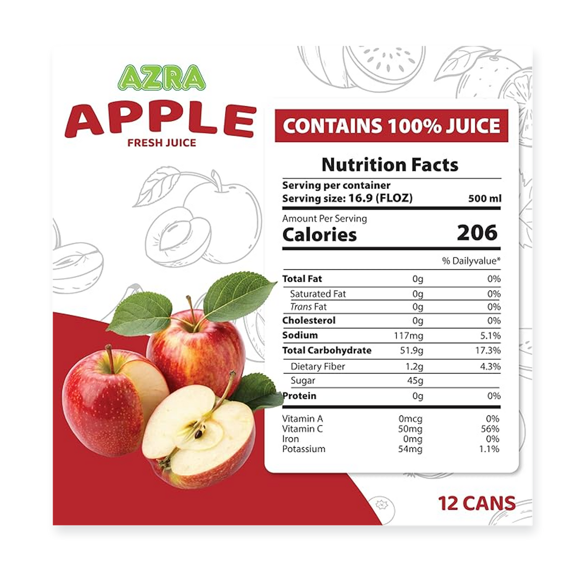 AZRA 100% Juice – 500ml Cans, Zero Sugar Beverages for  Kids & Adults