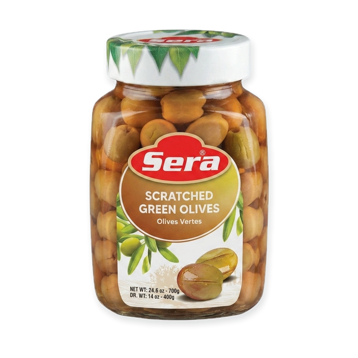 Sera Scratched Green Olives 24.6 oz - Premium Turkish Olives