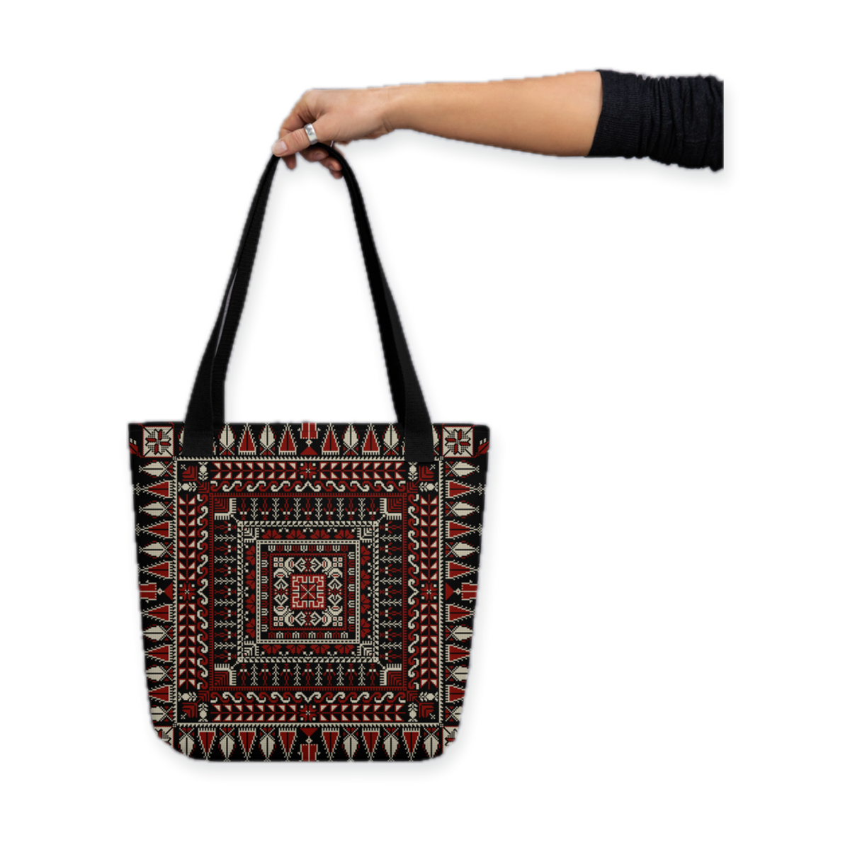 Spacious Tote Bag – Black Art Pattern