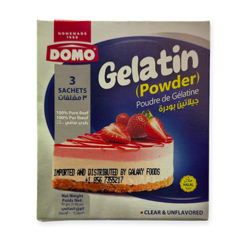 Unflavored Halal Gelatin Powder - DOMO Clear Gelatin Powder, 3 Sachets for Baking and Cooking