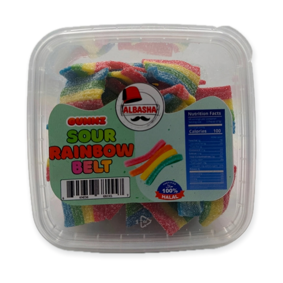 AlBasha Sour Rainbow Belt Gummies - 100% Halal Certified Candy