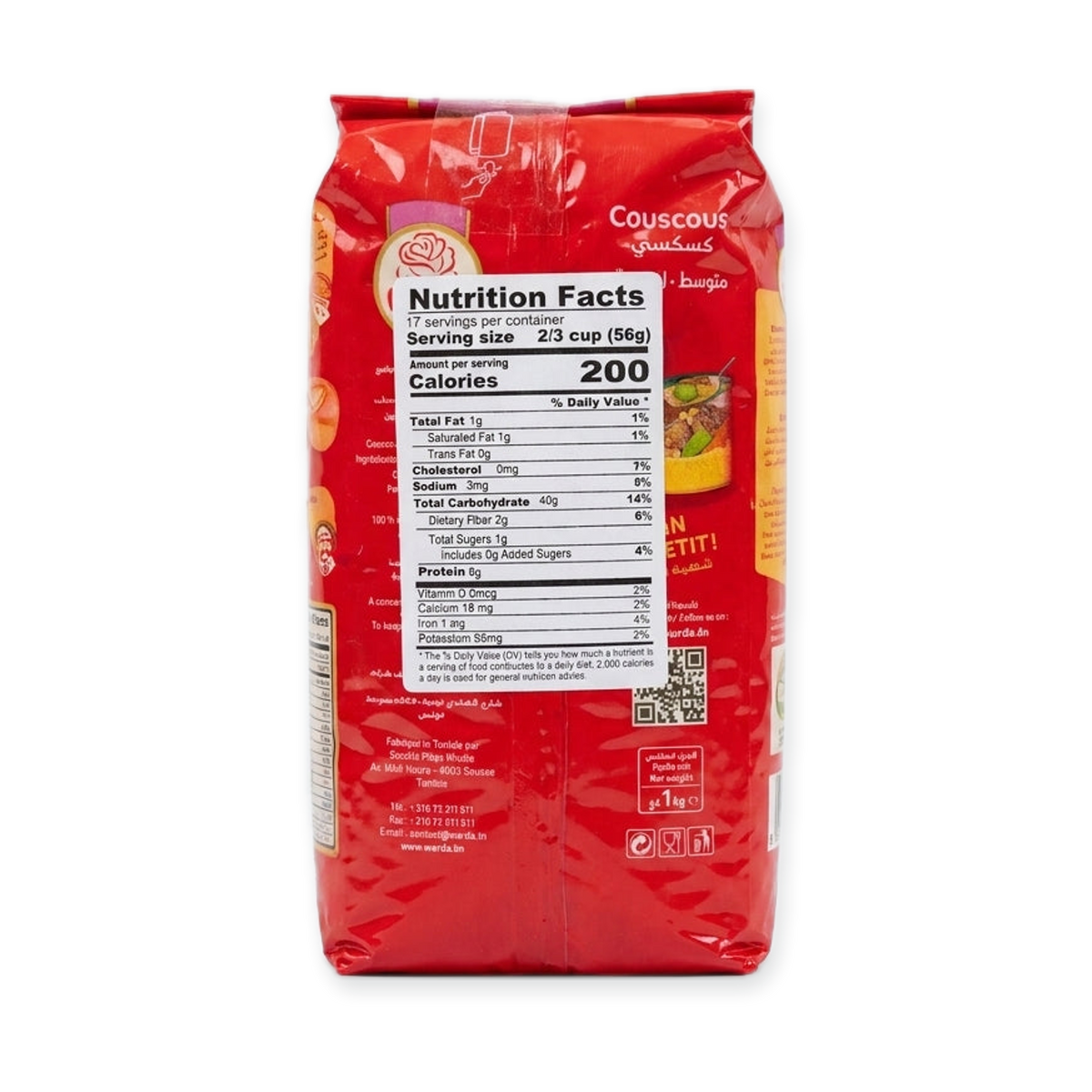 Warda Couscous Moyen 1kg (2.2 lbs) - Premium Medium Grain