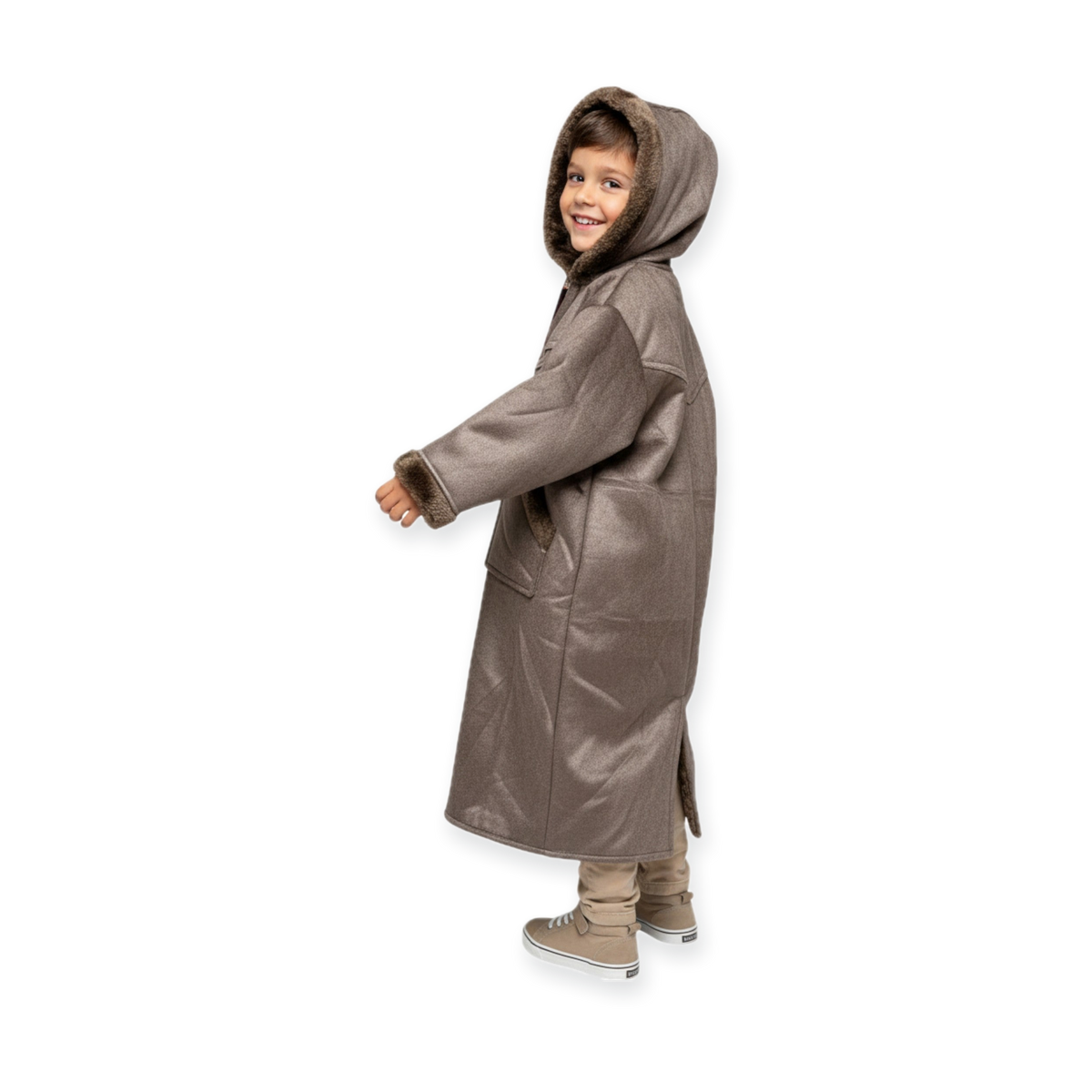 Kids Winter Fur Coat – Hooded & Stylish for 3-4 Year Olds, Warm Faux Fur Outerwear