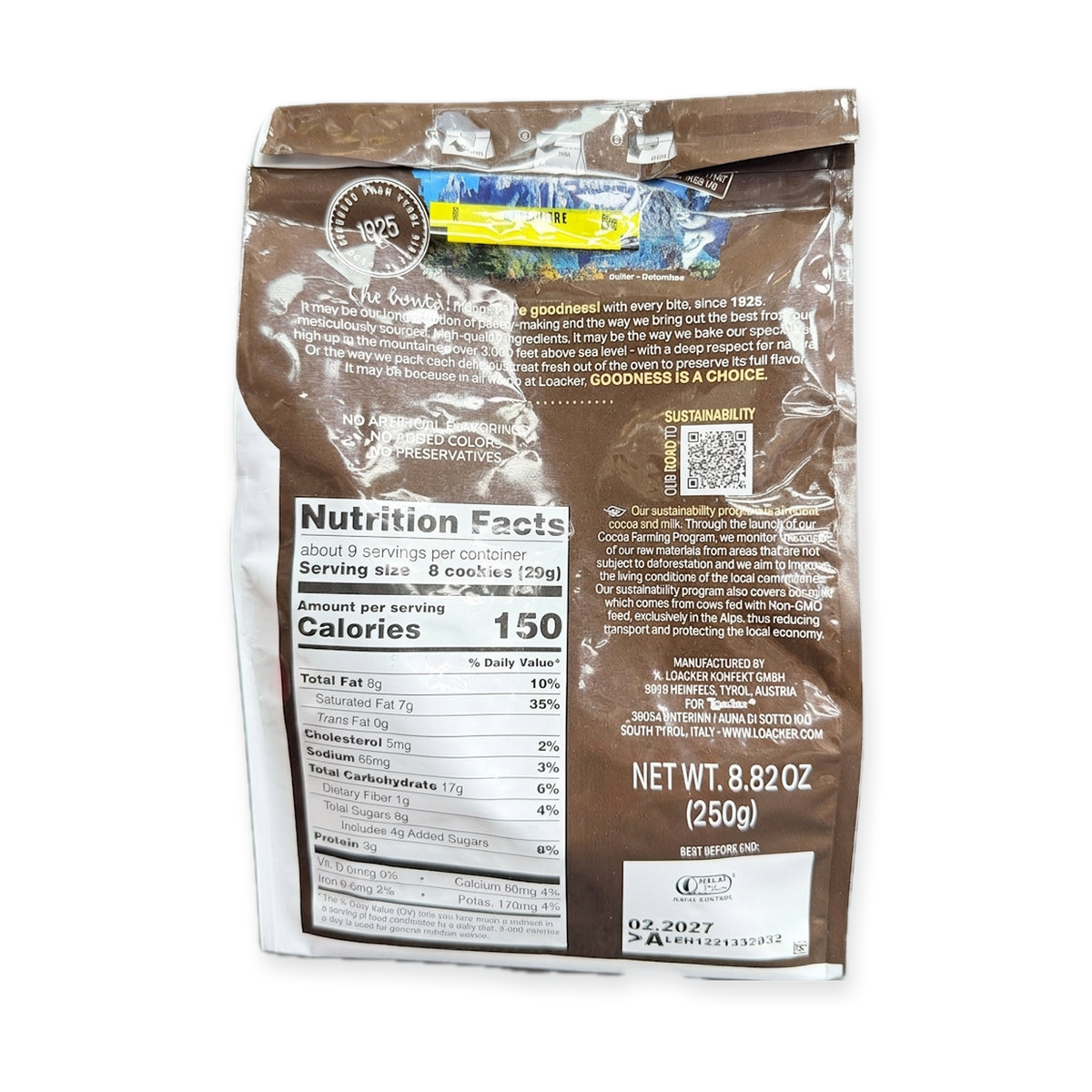 Loacker Quadratini Cocoa & Milk 8.82 oz - Bite Size Wafer Cookies