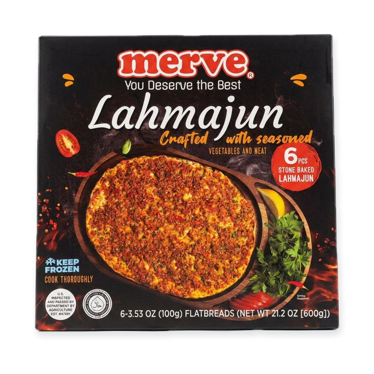 Merve Lahmajun 21.2 oz - Stone Baked Turkish Flatbreads (6 Pieces)