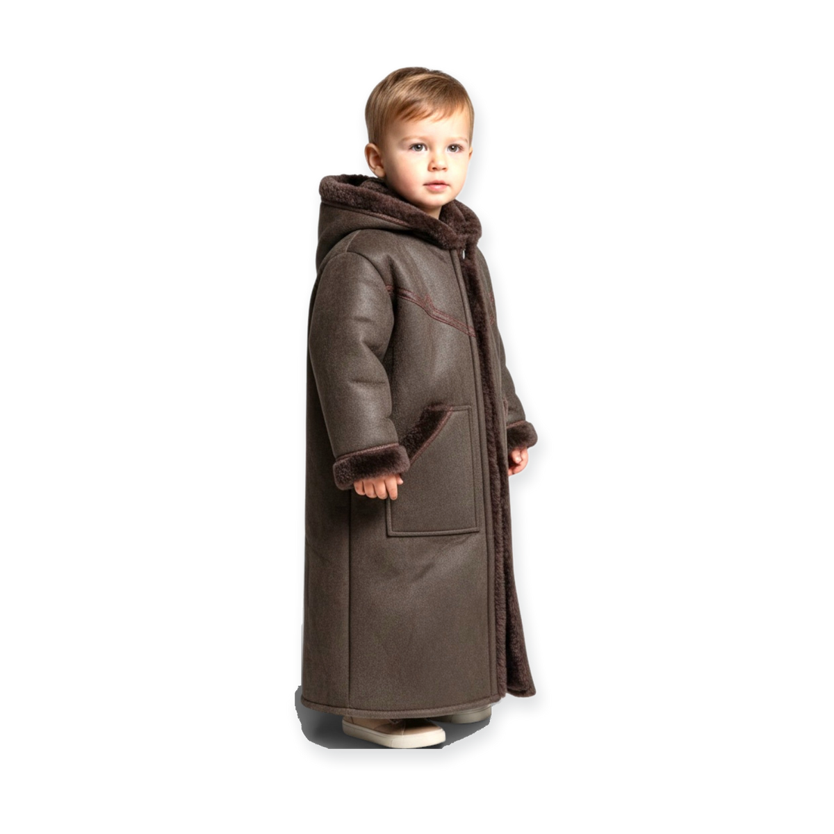 Cozy Kids Hooded Fur Coat – 2-3y Old, Soft Warm Material, Durable & Easy to Wear