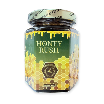 HONEY RUSH Artisan Honey - Energy  Support (8 OUNCES) honey jar