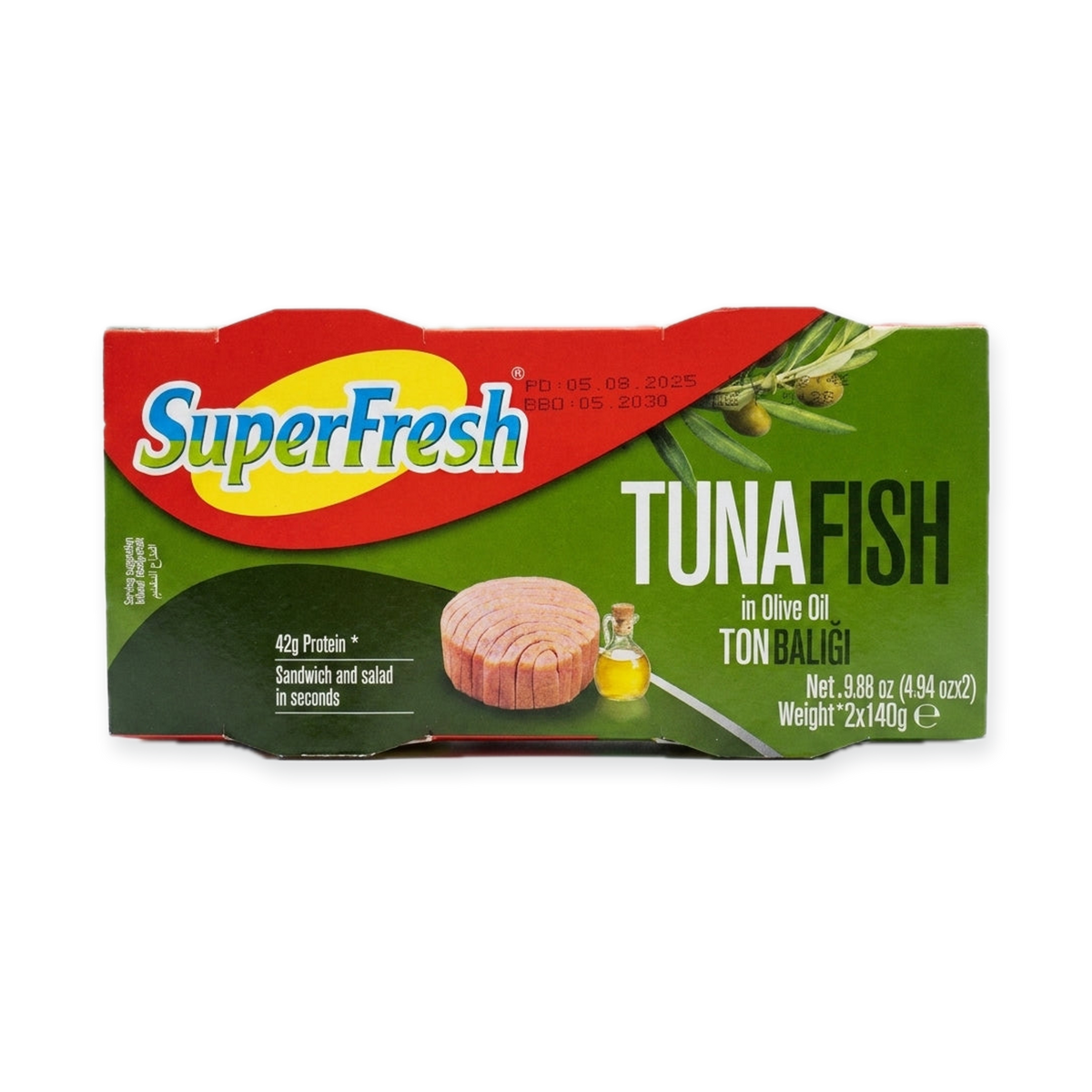 SuperFresh Tuna Fish in Olive Oil 9.88 oz (2x140g) - High Protein