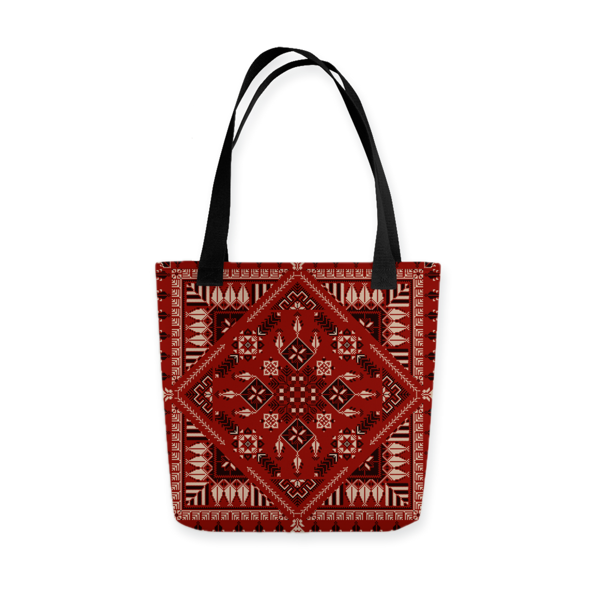 Spacious Tote Bag – Vibrant Red Art Pattern