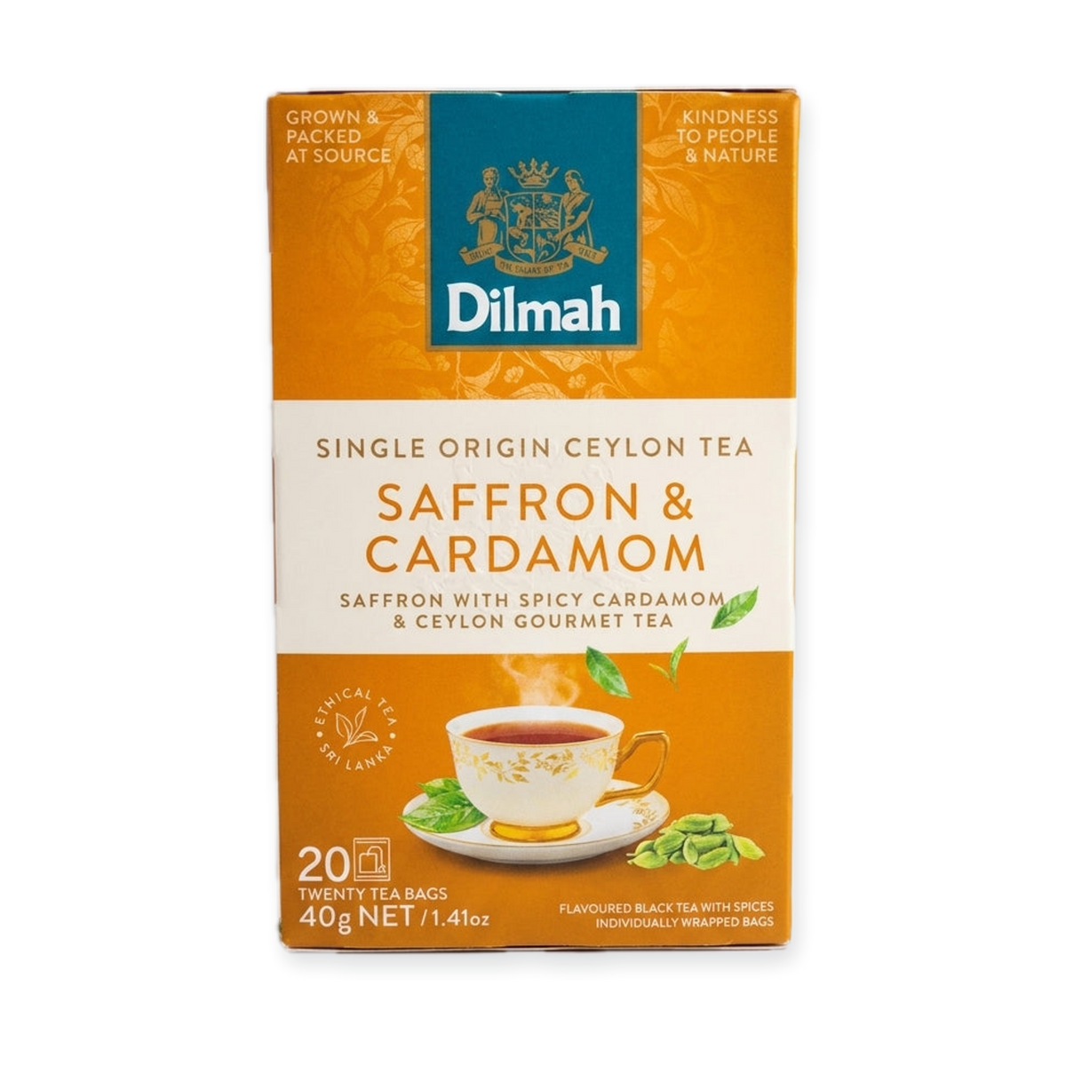 Dilmah Saffron & Cardamom Ceylon Tea 40g - 20 Individually Wrapped Bags