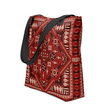 Spacious Tote Bag – Vibrant Red Art Pattern