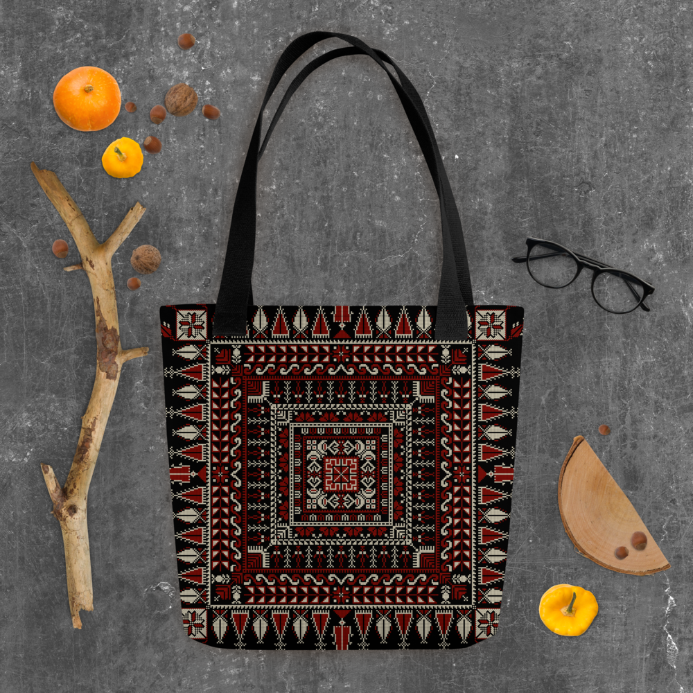 Spacious Tote Bag – Black Art Pattern