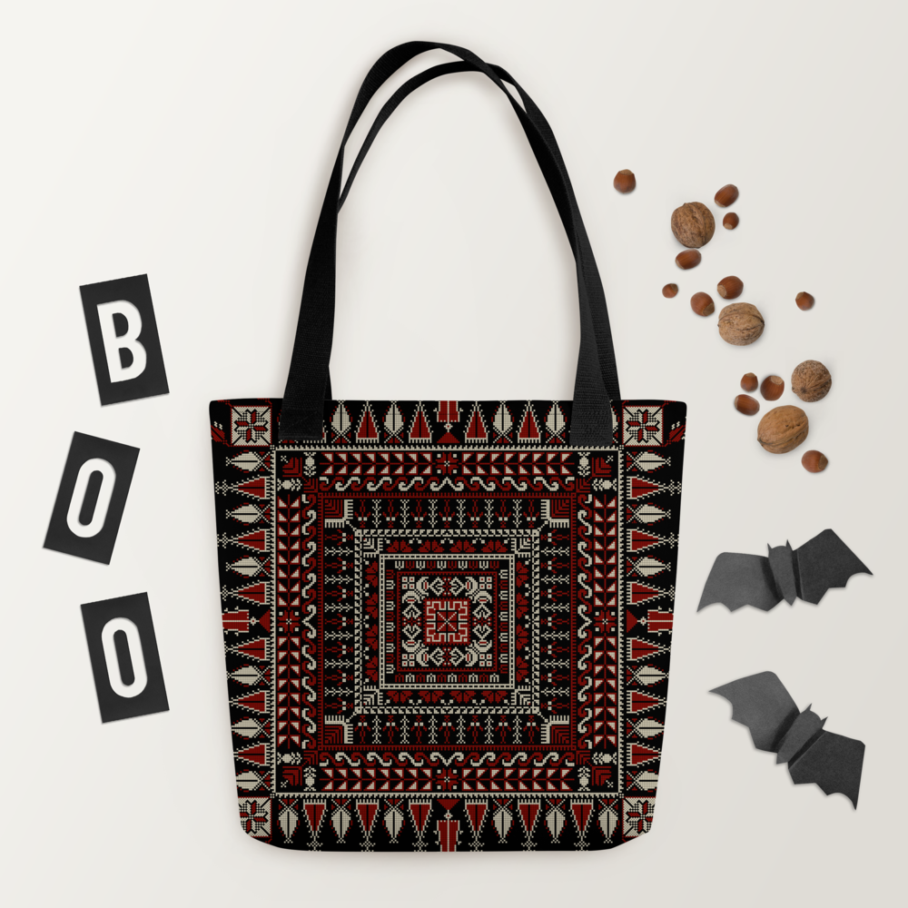 Spacious Tote Bag – Black Art Pattern