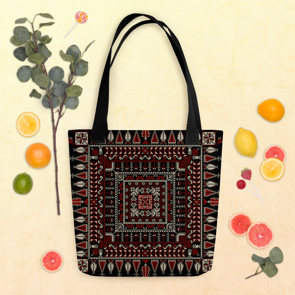 Spacious Tote Bag – Black Art Pattern
