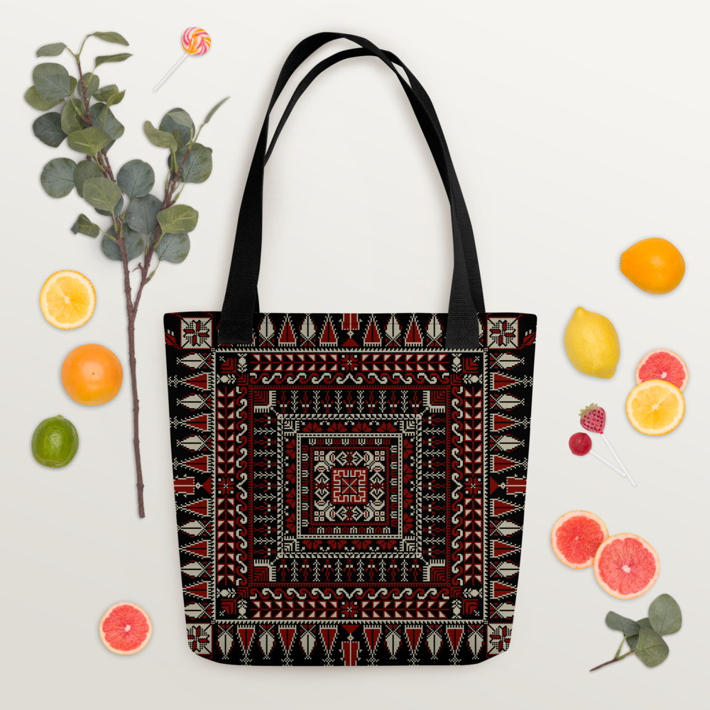 Spacious Tote Bag – Black Art Pattern