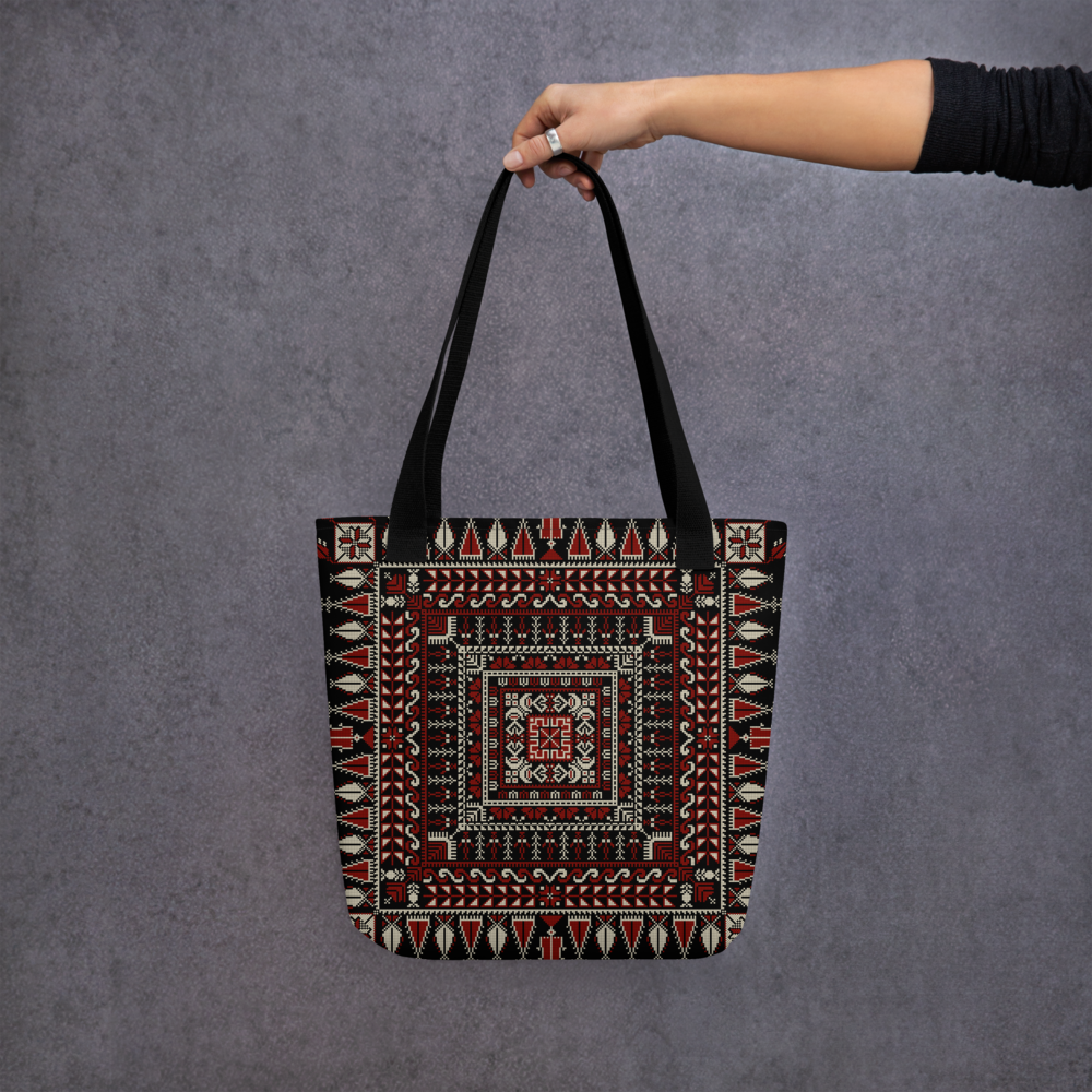 Spacious Tote Bag – Black Art Pattern