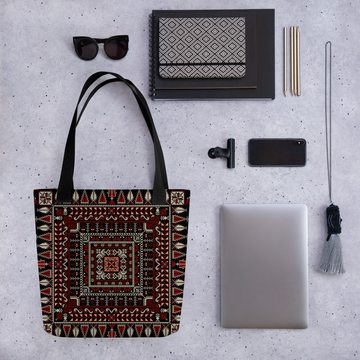 Spacious Tote Bag – Black Art Pattern