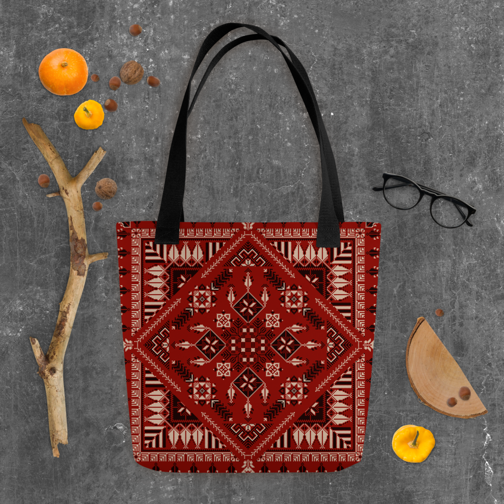Spacious Tote Bag – Vibrant Red Art Pattern