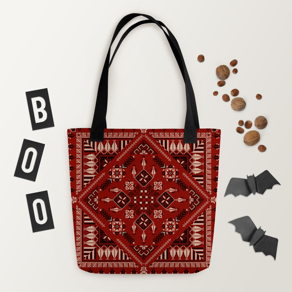Spacious Tote Bag – Vibrant Red Art Pattern