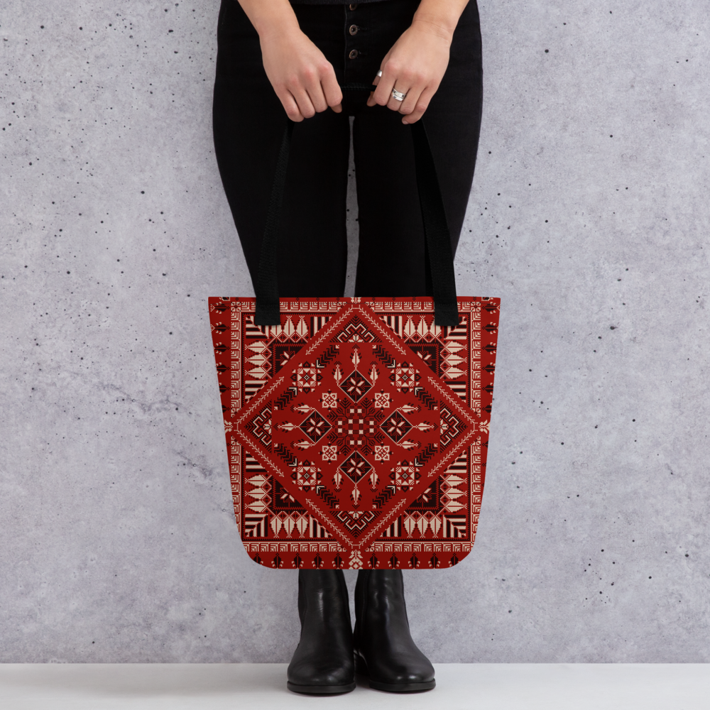 Spacious Tote Bag – Vibrant Red Art Pattern