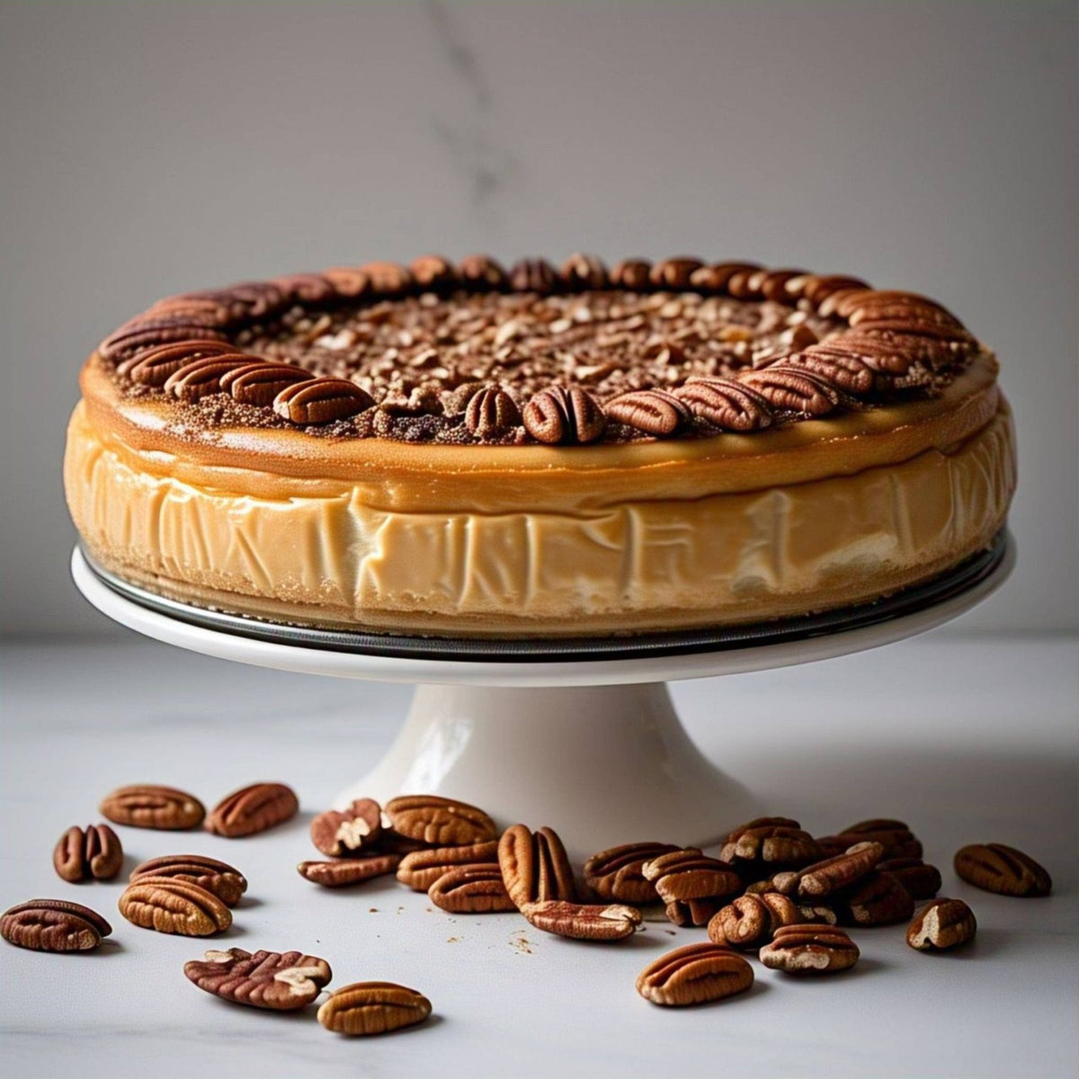 Andy Anand Caramel Pecan Cheesecake, 9-Inch, 2.8 lb – Freshly Baked, Real California Cream Cheese, No Preservatives, Birthday & Holiday Gift