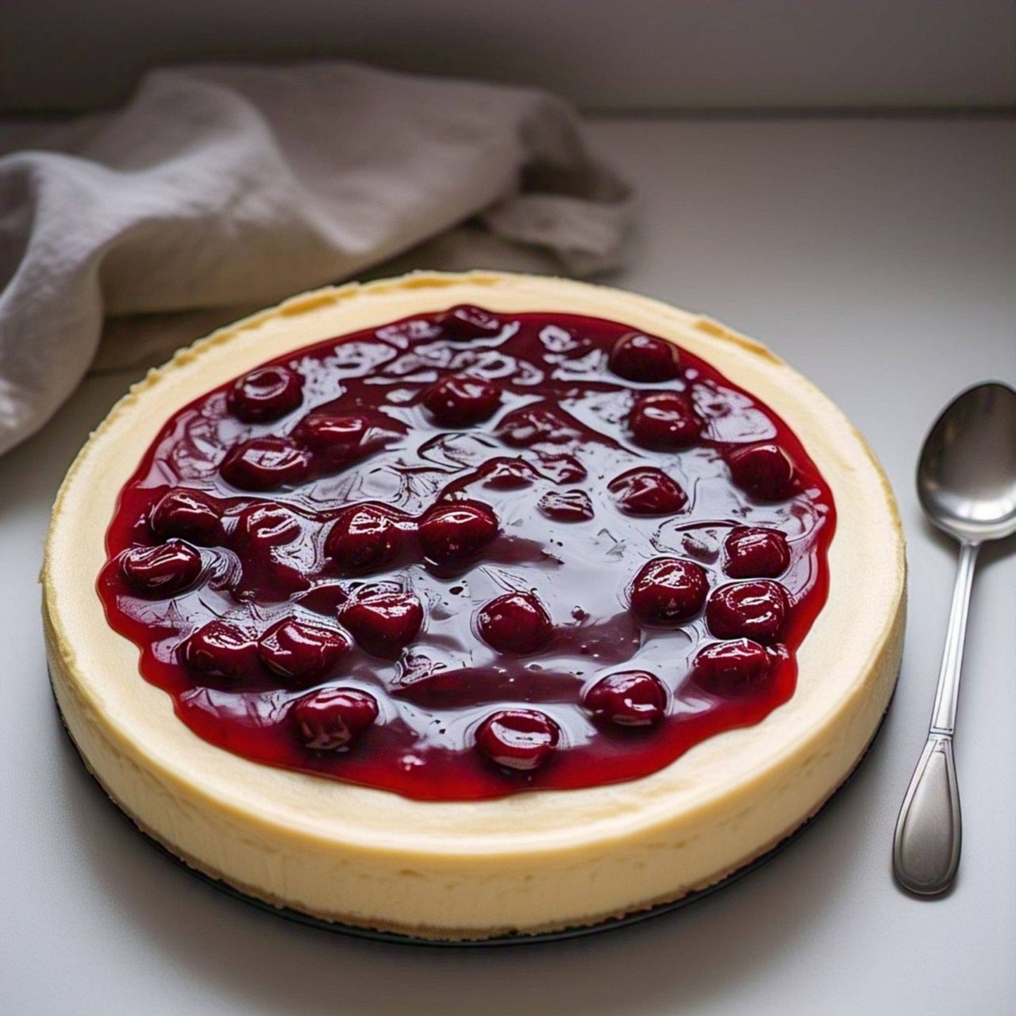 Andy Anand Delicious Gluten Free Sugar Free Cherry Cheesecake 9"- Freshly Baked, Best Cheese Cake Near Me For Celebrations & Dessert Lovers (3.4 lbs)