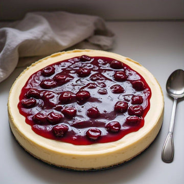 Andy Anand Delicious Gluten Free Sugar Free Cherry Cheesecake 9"- Freshly Baked, Best Cheese Cake Near Me For Celebrations & Dessert Lovers (3.4 lbs)