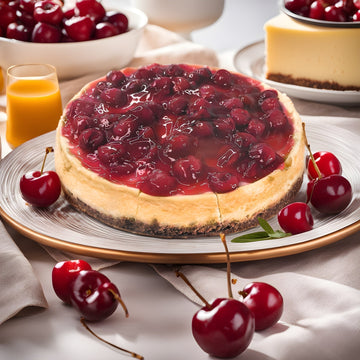 Andy Anand Delicious Gluten Free Sugar Free Cherry Cheesecake 9"- Freshly Baked, Best Cheese Cake Near Me For Celebrations & Dessert Lovers (3.4 lbs)
