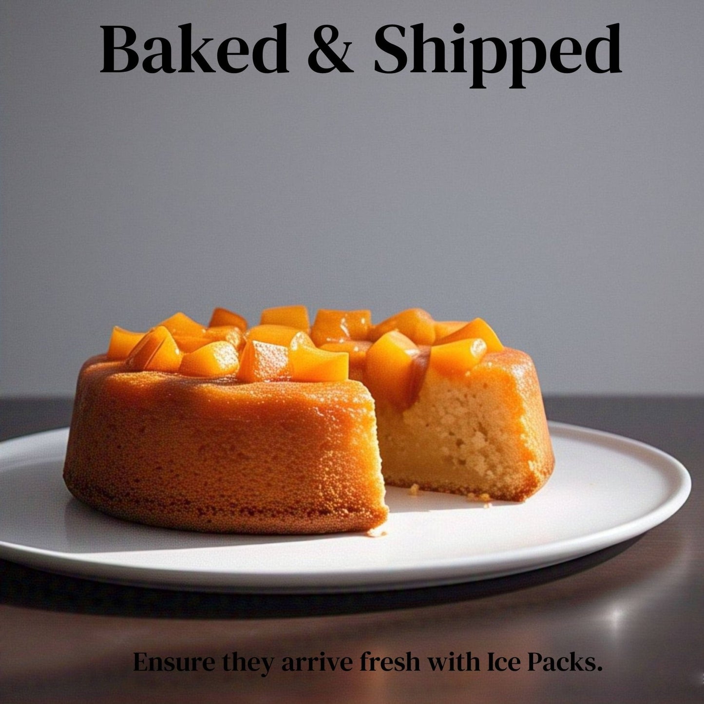Andy Anand Delicious Sugar Free Peach Cake 9" - Divine Cake Delightful Taste From Sugar Free Bakery Dessert For Diabetic Lovers (2 lbs)